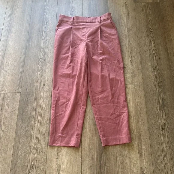 LOFT, Medium Pink Pull On Taper Pants in Brushed Flannel - Picture 3 of 5